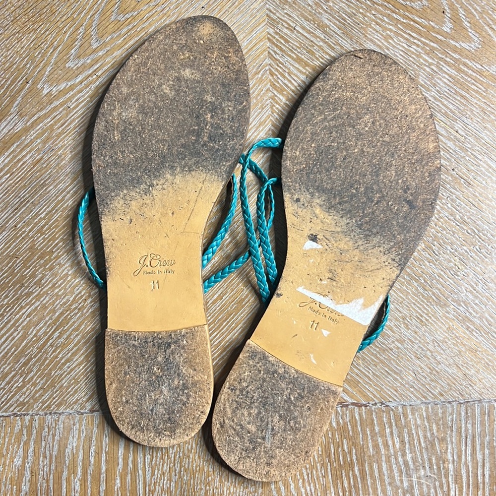 J. CREW Green Braided Thong Sandals 11 - Picture 4 of 7